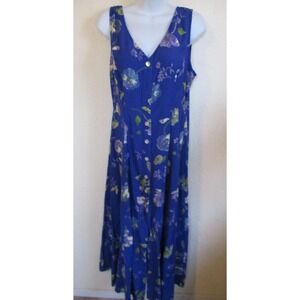 VTG Express Sundress Size 13 / 14 Floral Print Ruched Back Dress